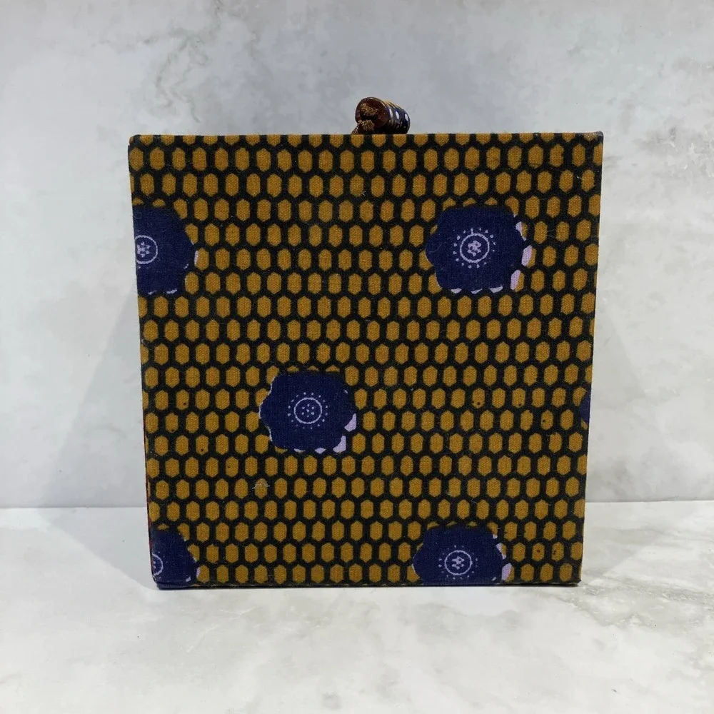 Fabric Keepsake Gift Box Geometric Boho Print Purple Red Gold Velour Lining  6